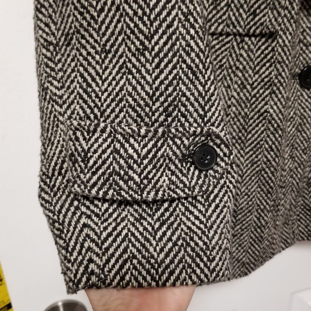 Nicole Miller Coat, Black and White Herringbone - Picture 5 of 9